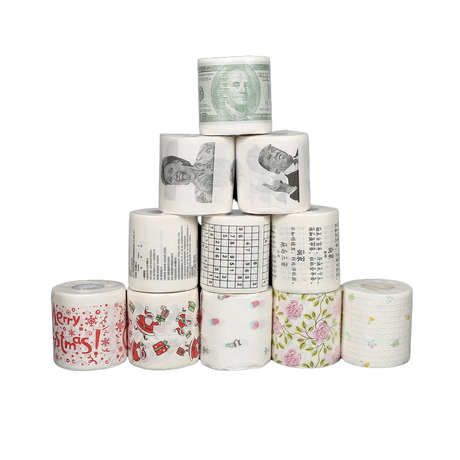 Roligt tryck 2-lagers 250 ark Toalettpapper Toalettpappersrulle för hemmabruk eller restaurangtvättrum